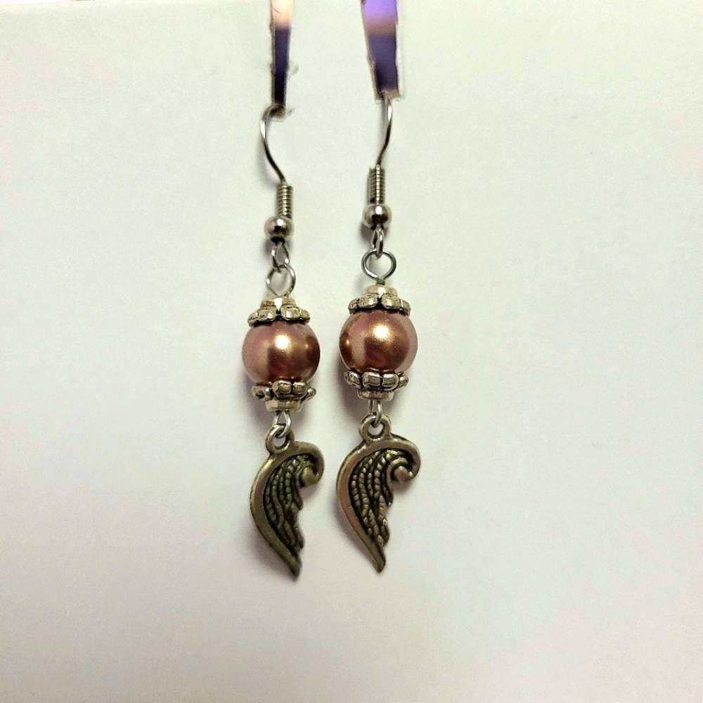 Brown angel wing costume earrings